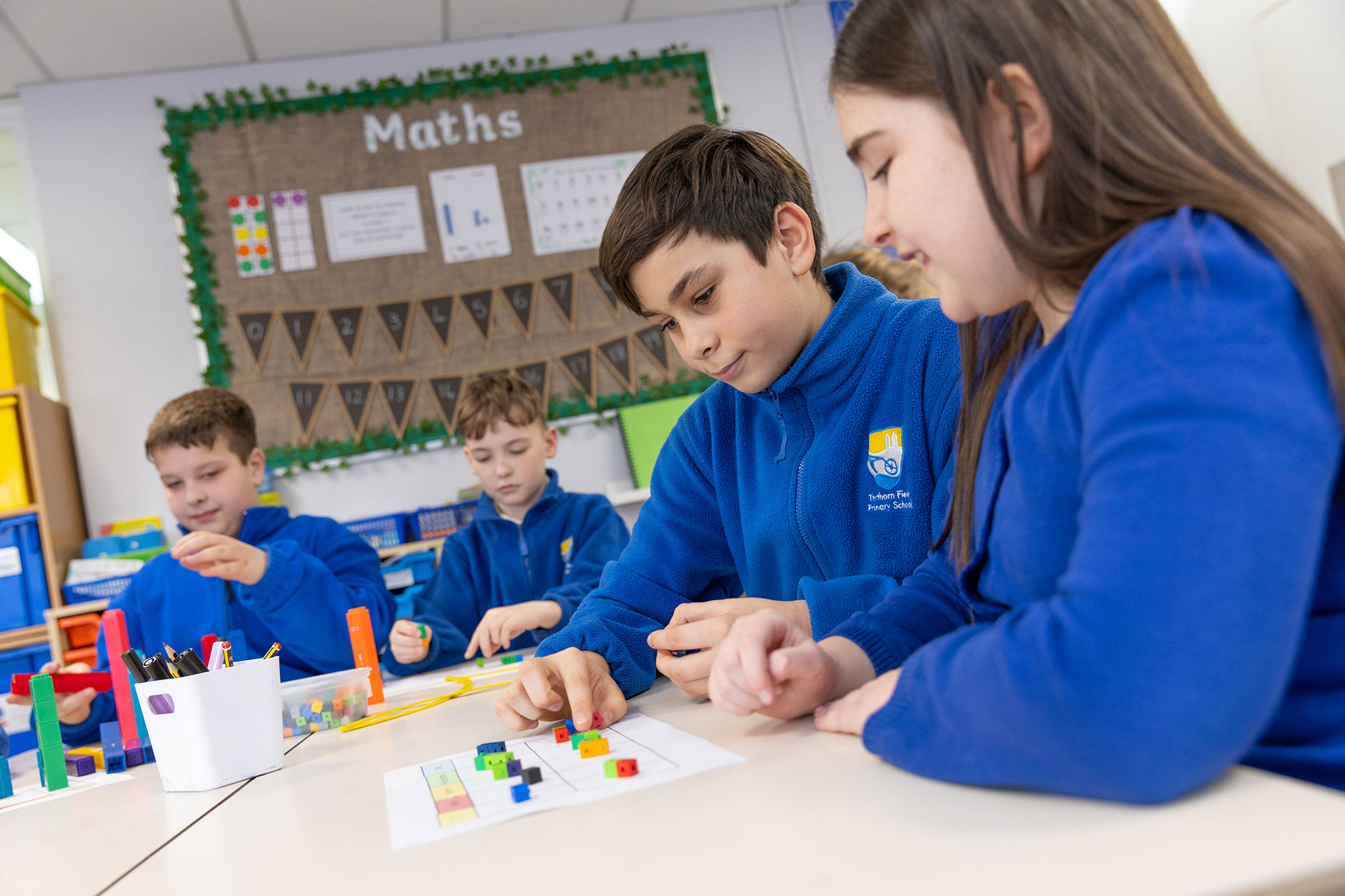 Thythorn children completing maths tasks